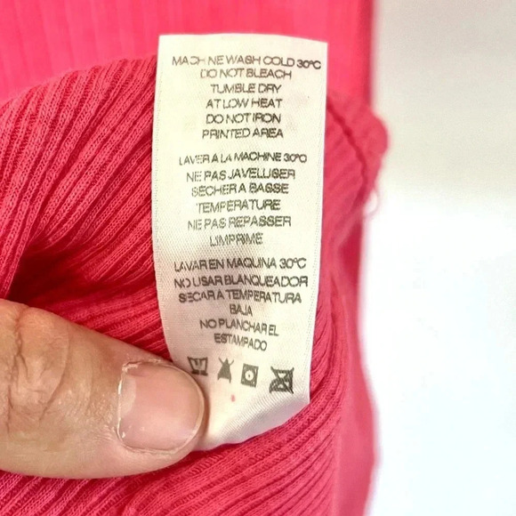 Sundry Colorblock Ribbed Mini Dress in Hibiscus & Neon Pink Trim Size Small - Picture 5 of 13